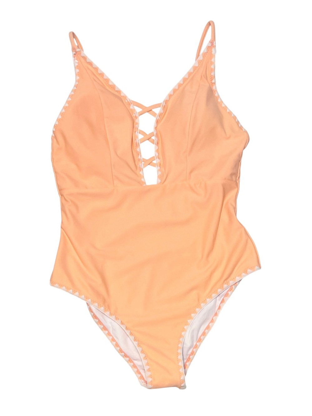 Cupshe Light Orange Lace Up Detail Chest Detail One Piece Swimsuit Women's M